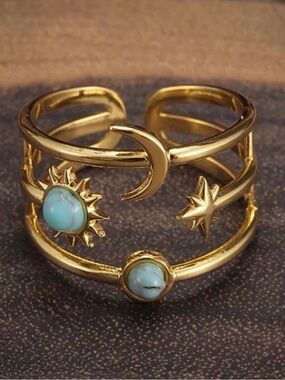 Gold star Turquoise Ring A2029